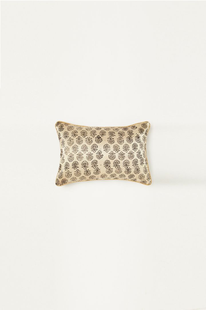 Chaap Mashru Ajrakh Rectangle Cushion Cover