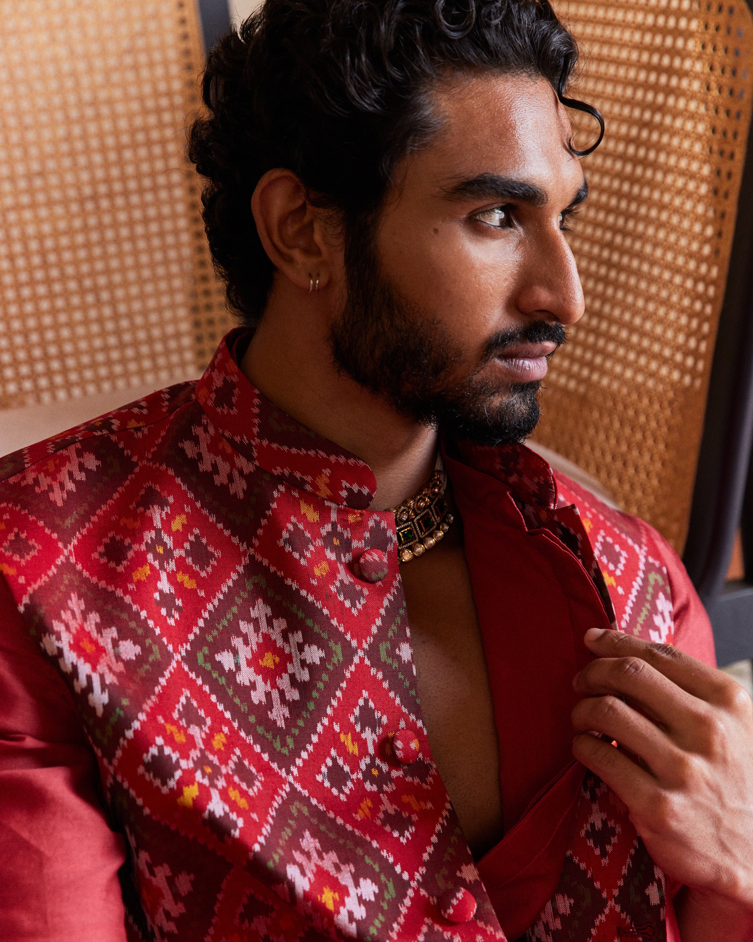 Navratna Patan Patola Dark Red Bandi
