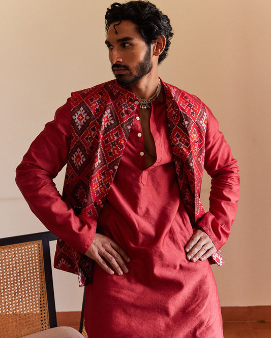 Navratna Patan Patola Dark Red Bandi