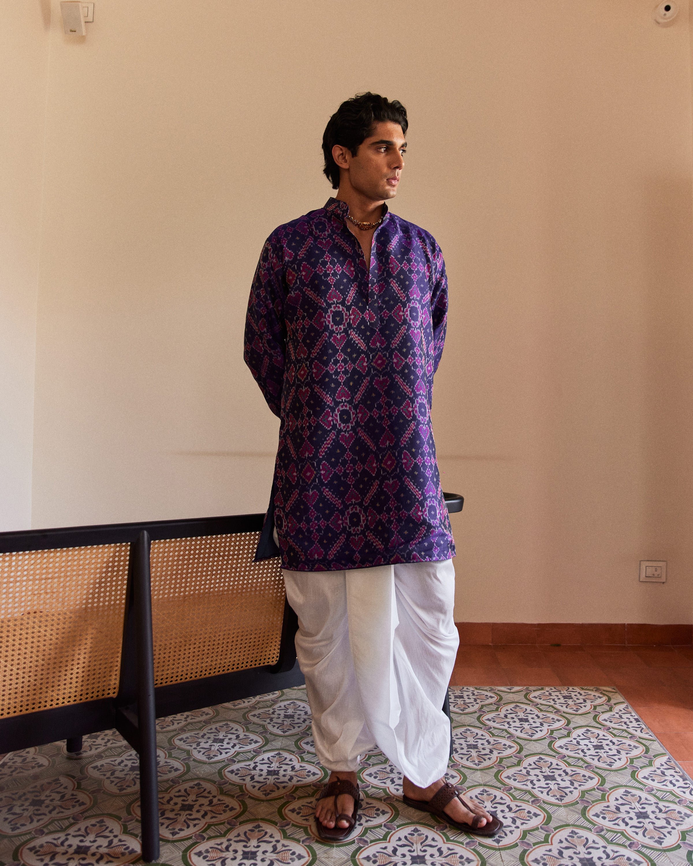 Manek Chowk Patan Patola Blue Kurta