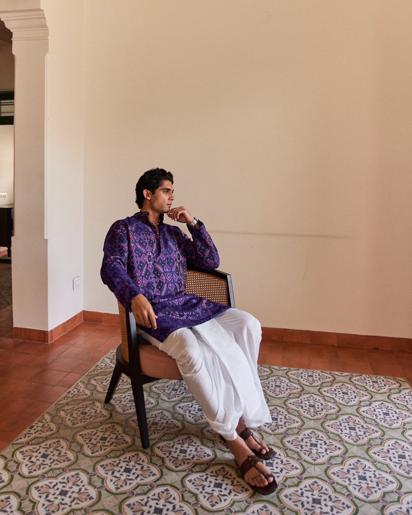 Manek Chowk Patan Patola Blue Kurta