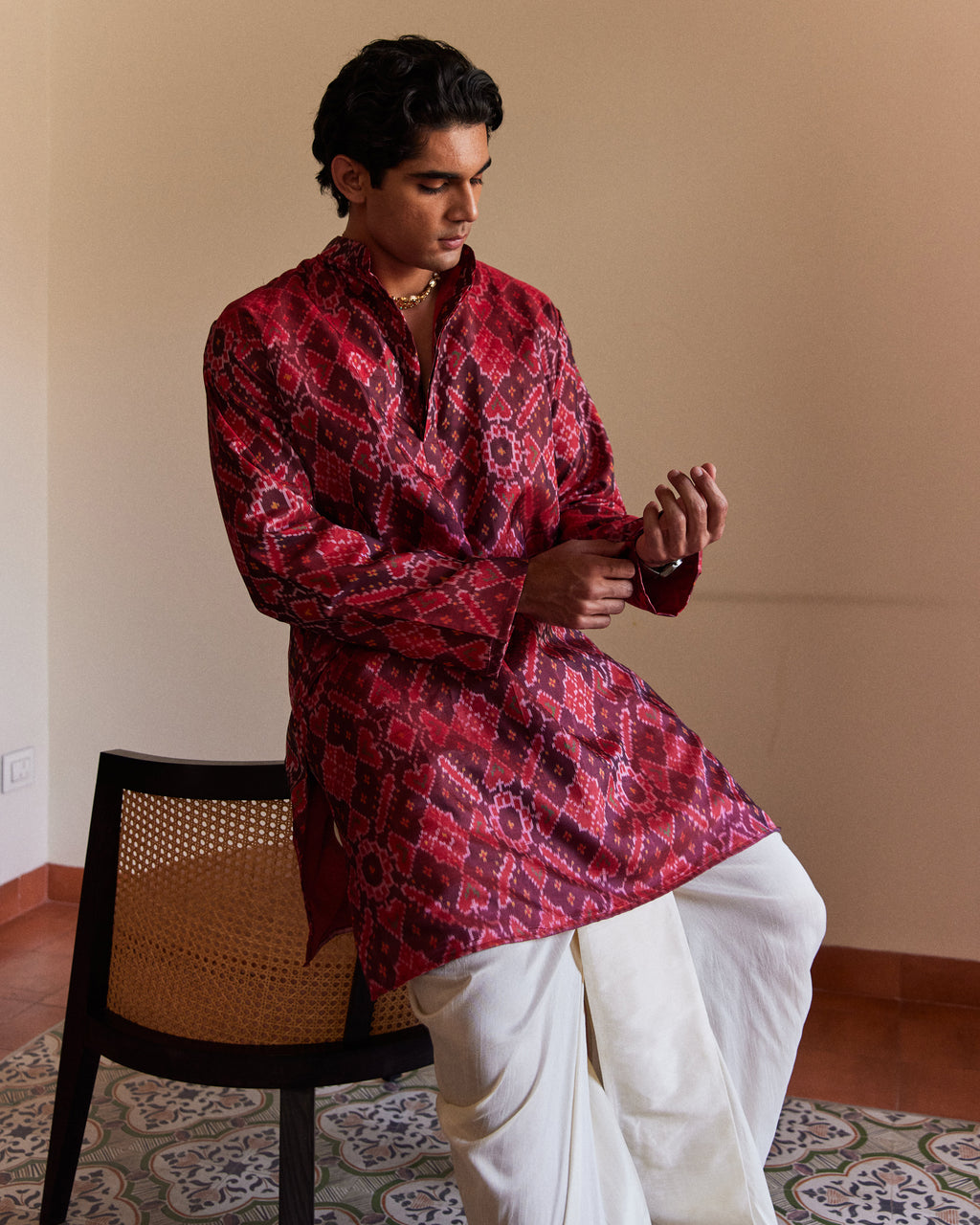 Manek Chowk Patan Patola Maroon Kurta
