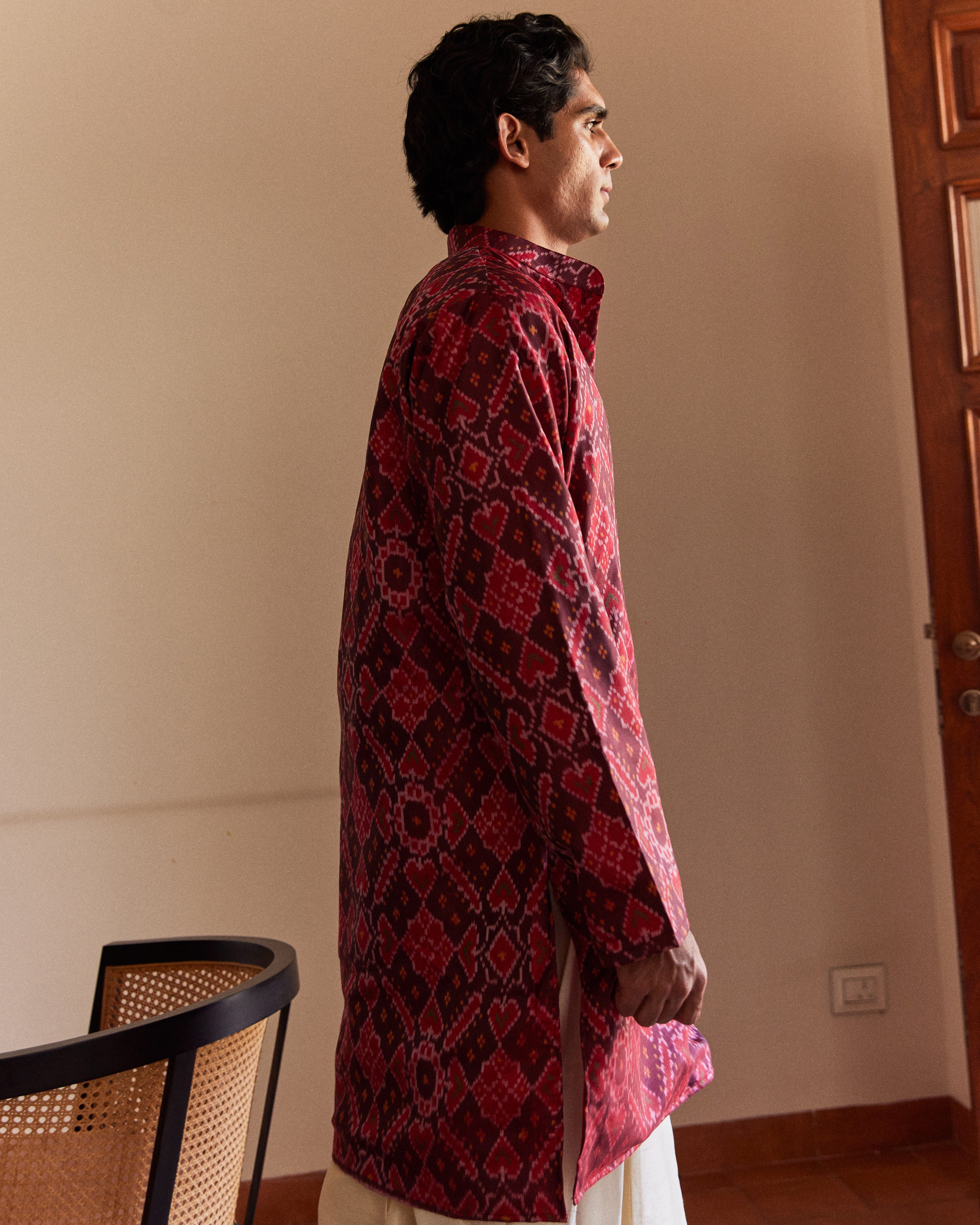 Manek Chowk Patan Patola Maroon Kurta