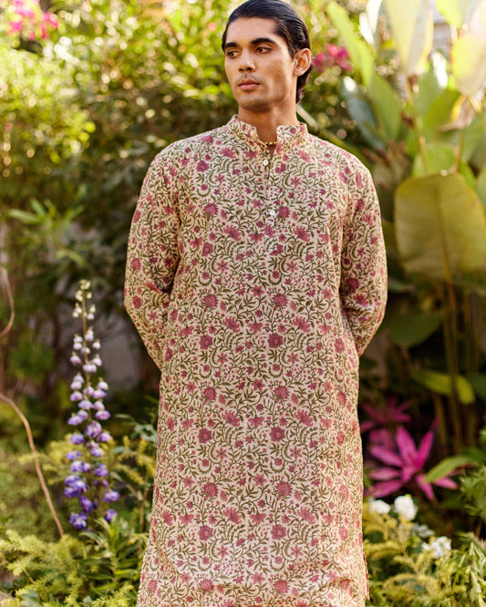 Anaar Jaal Dark Pink kurta