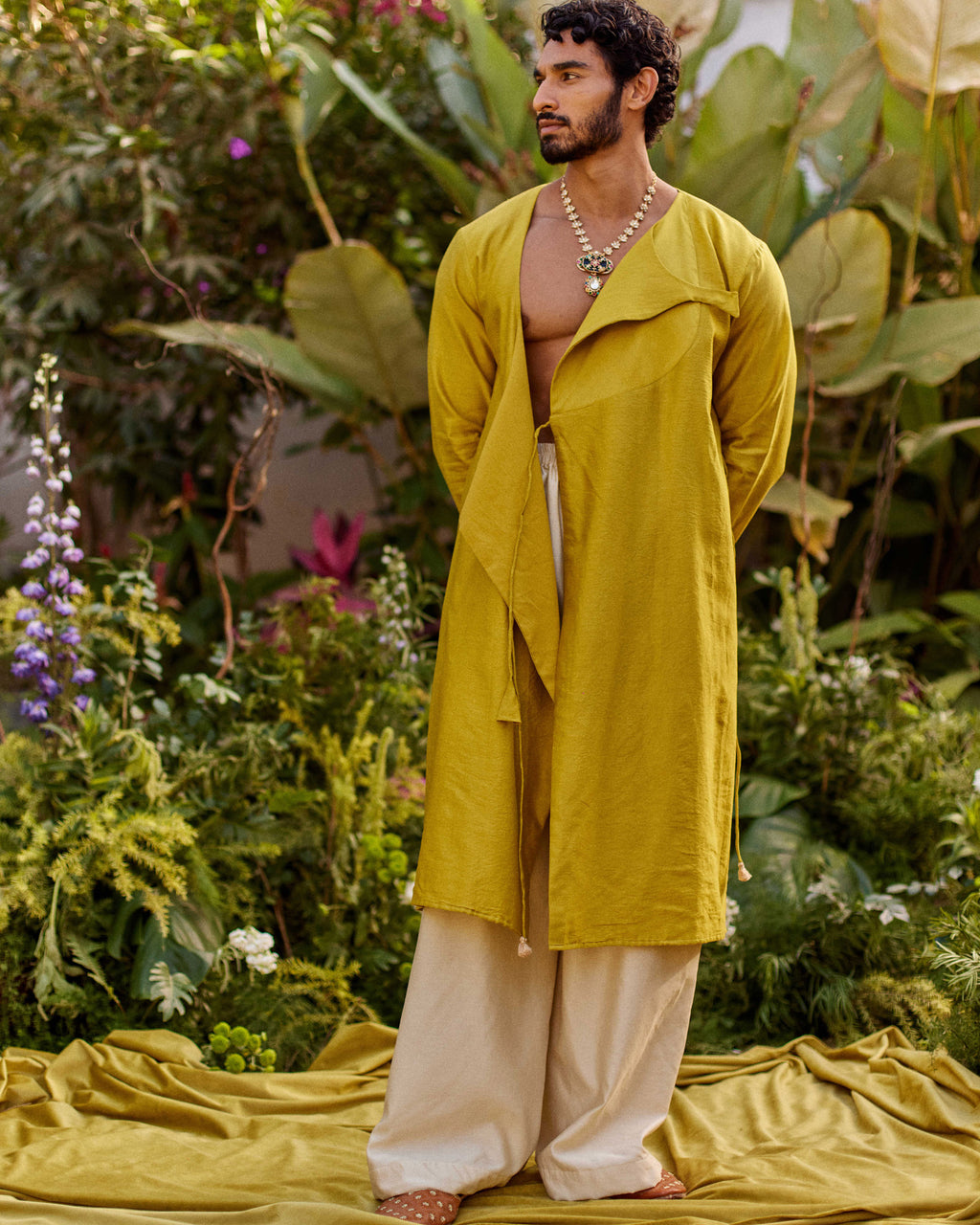 Yellow Pure Chanderi Angrakha (Minimal)