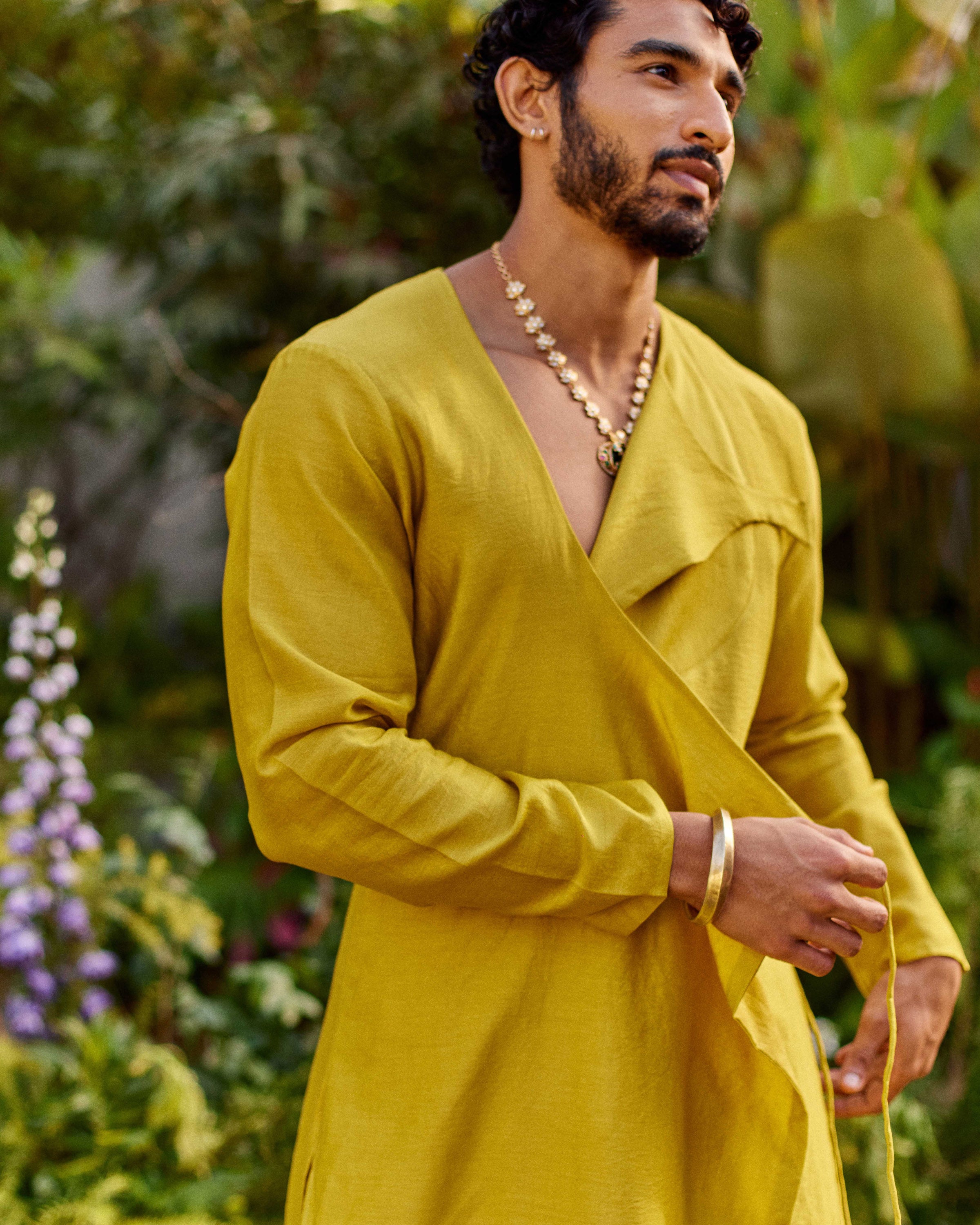 Yellow Pure Chanderi Angrakha (Minimal)