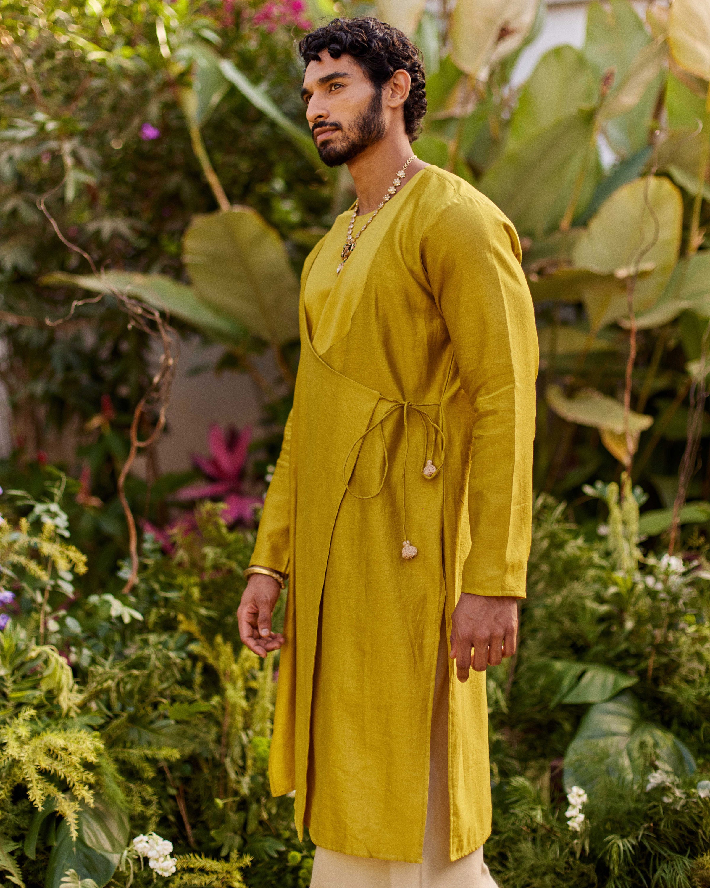 Yellow Pure Chanderi Angrakha (Minimal)