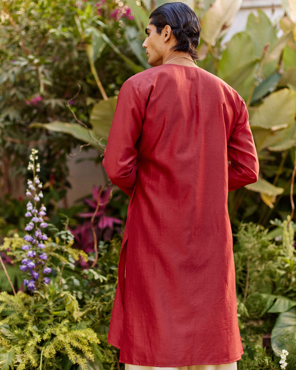 Red Pure Chanderi Angrakha (Minimal)