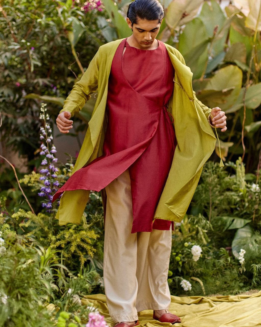 Red Pure Chanderi Angrakha (Minimal)