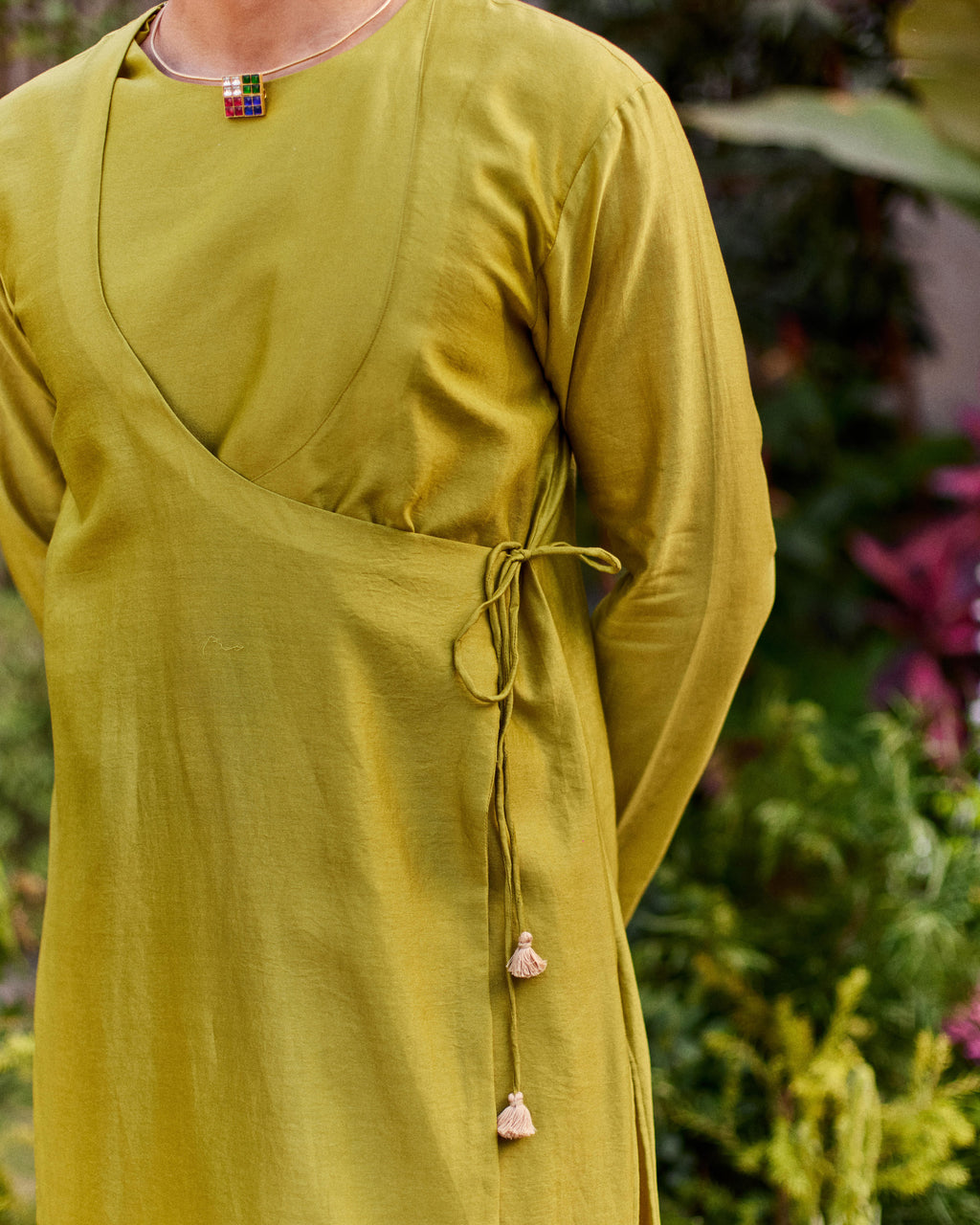 Green Pure Chanderi Angrakha (Minimal)