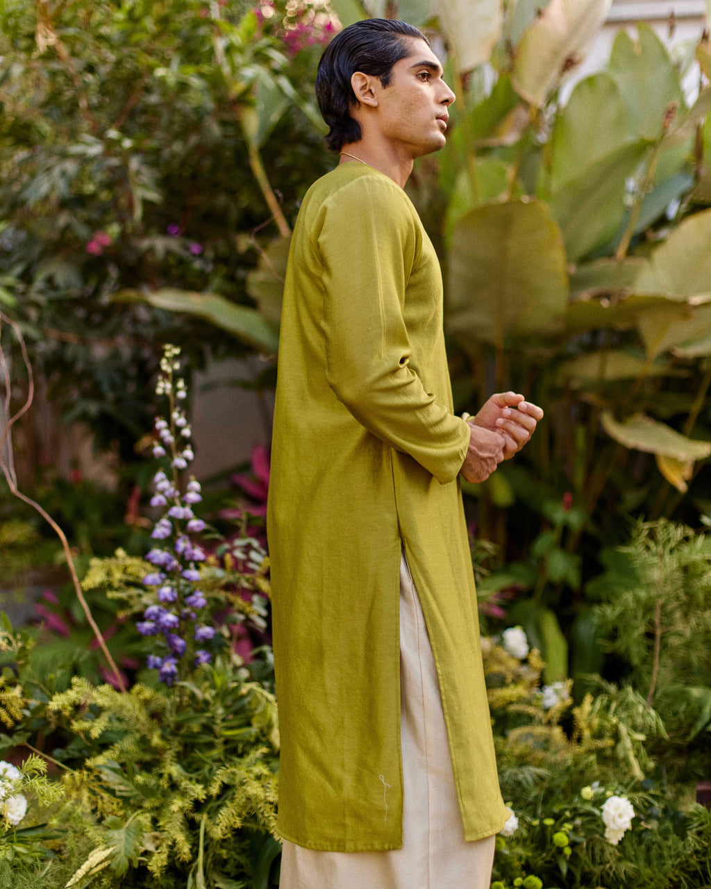 Green Pure Chanderi Angrakha (Minimal)