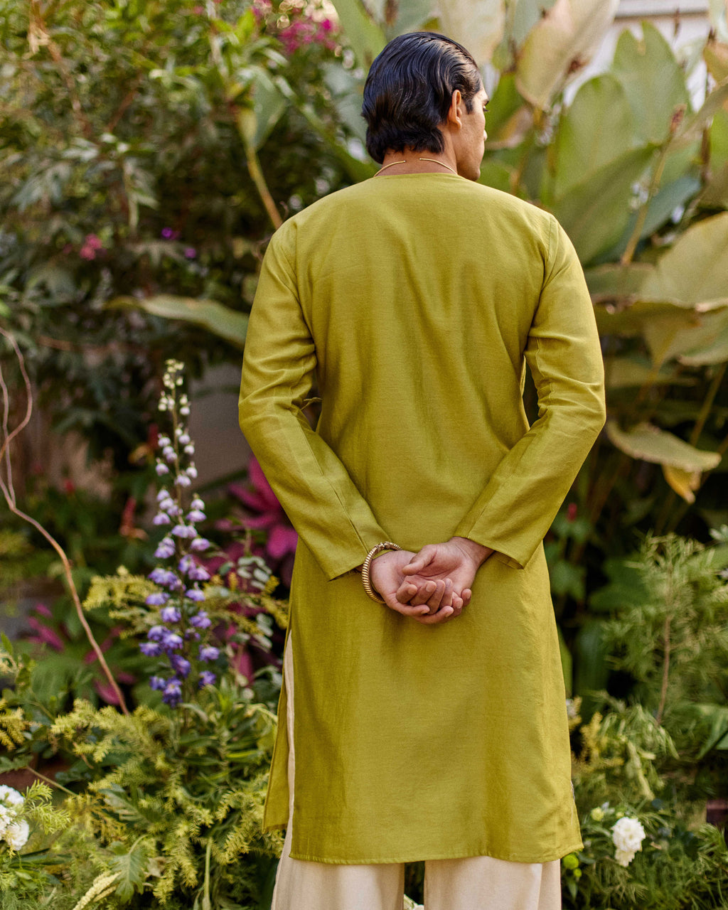 Green Pure Chanderi Angrakha (Minimal)