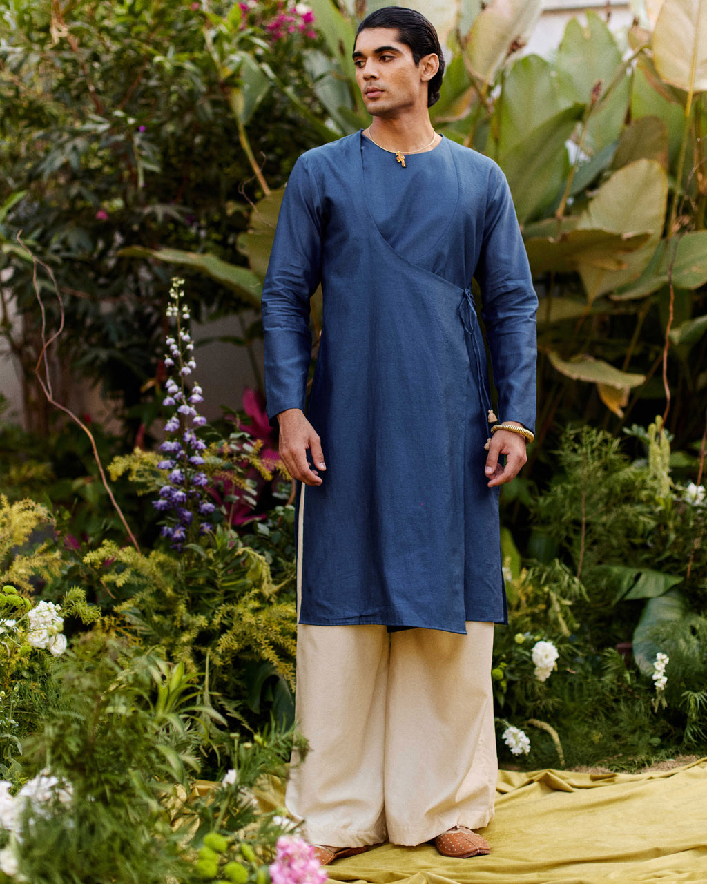 Blue Pure Chanderi Angrakha (Minimal)