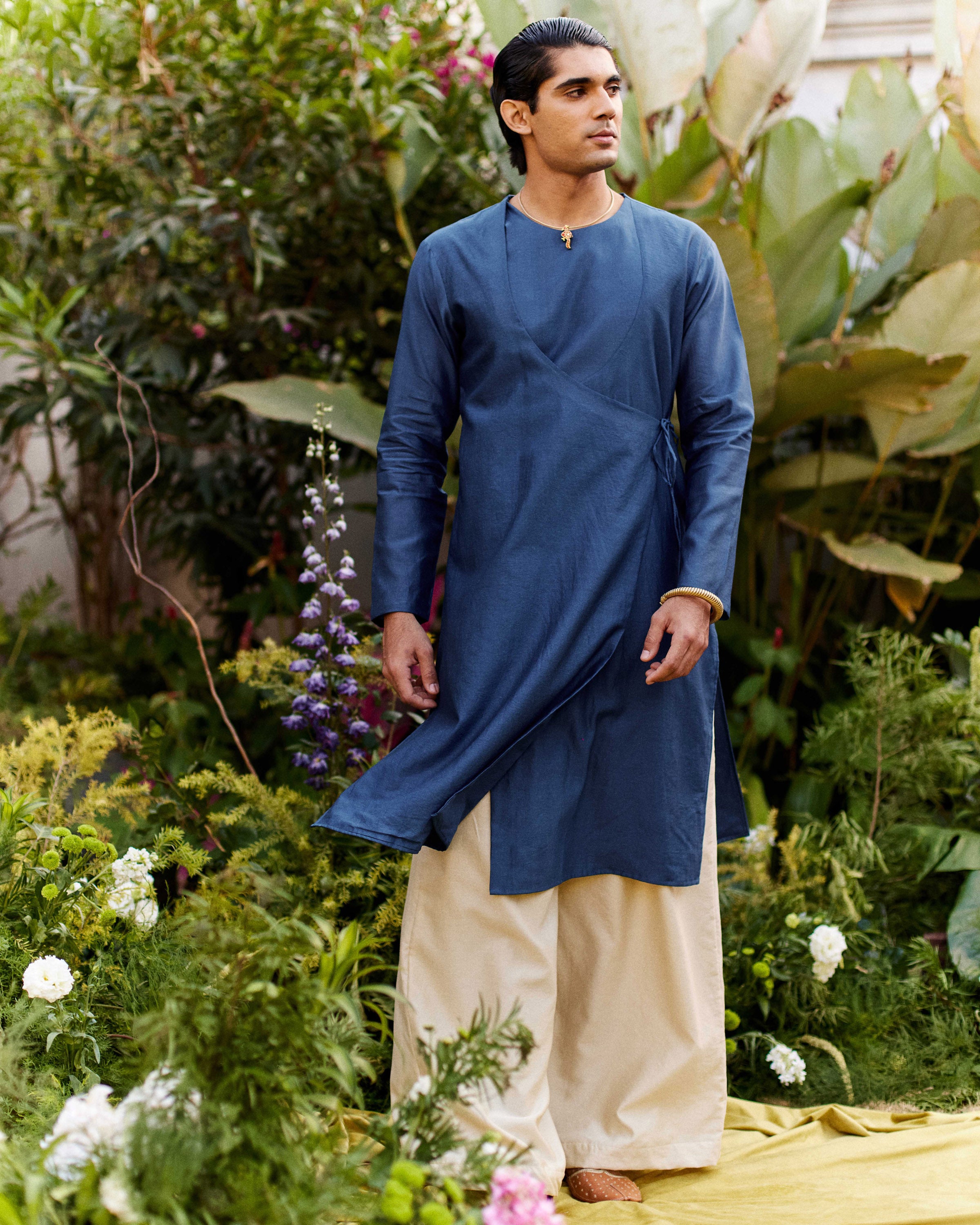 Blue Pure Chanderi Angrakha (Minimal)