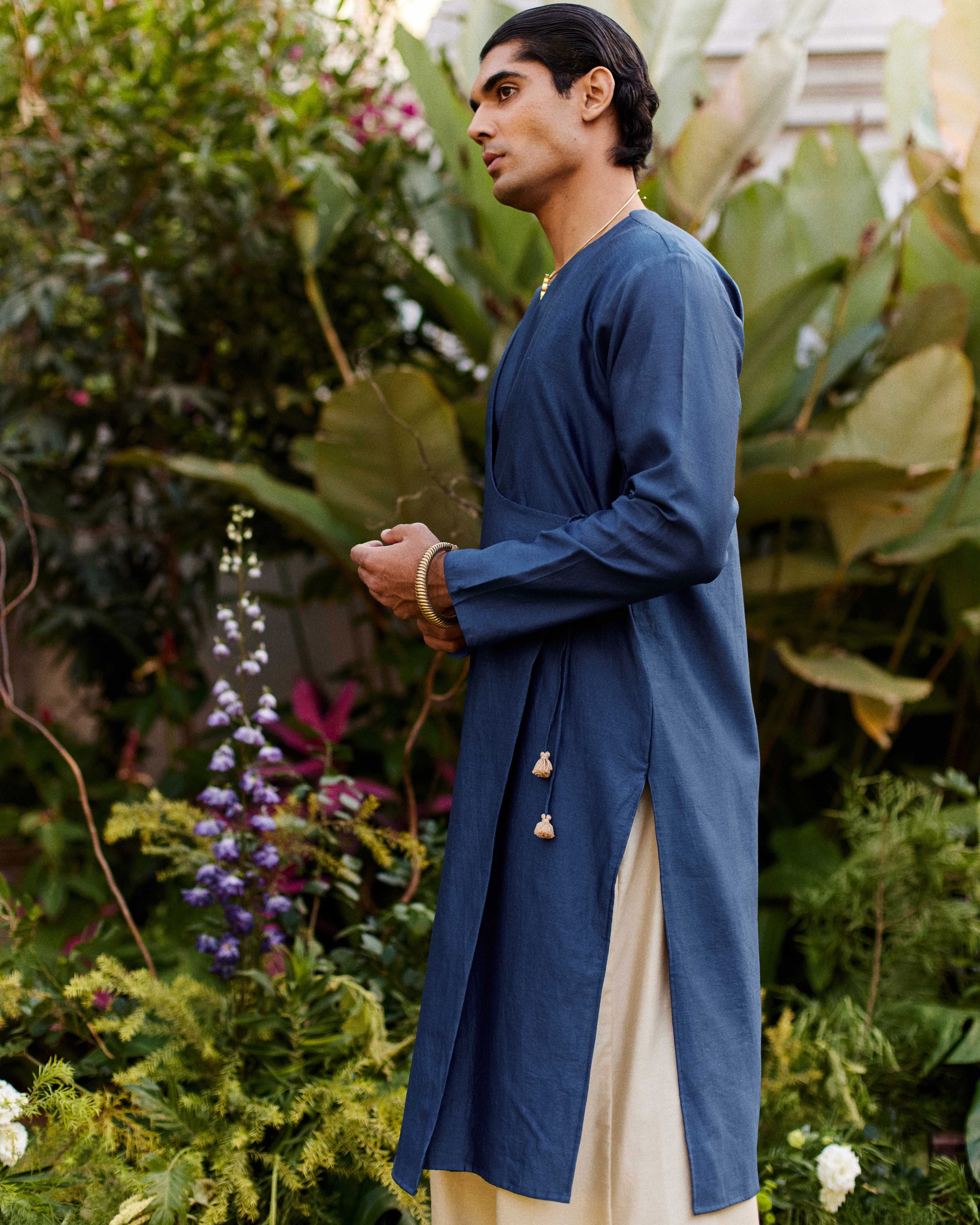 Blue Pure Chanderi Angrakha (Minimal)