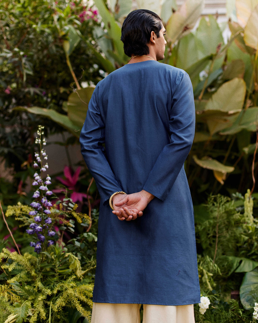 Blue Pure Chanderi Angrakha (Minimal)