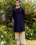 Midnight blue black Pure Chanderi Angrakha (Minimal)