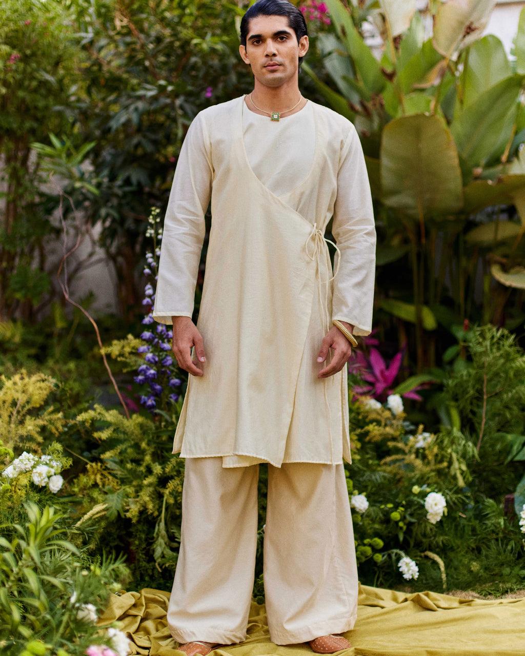 Off White Pure Chanderi Angrakha (Minimal)