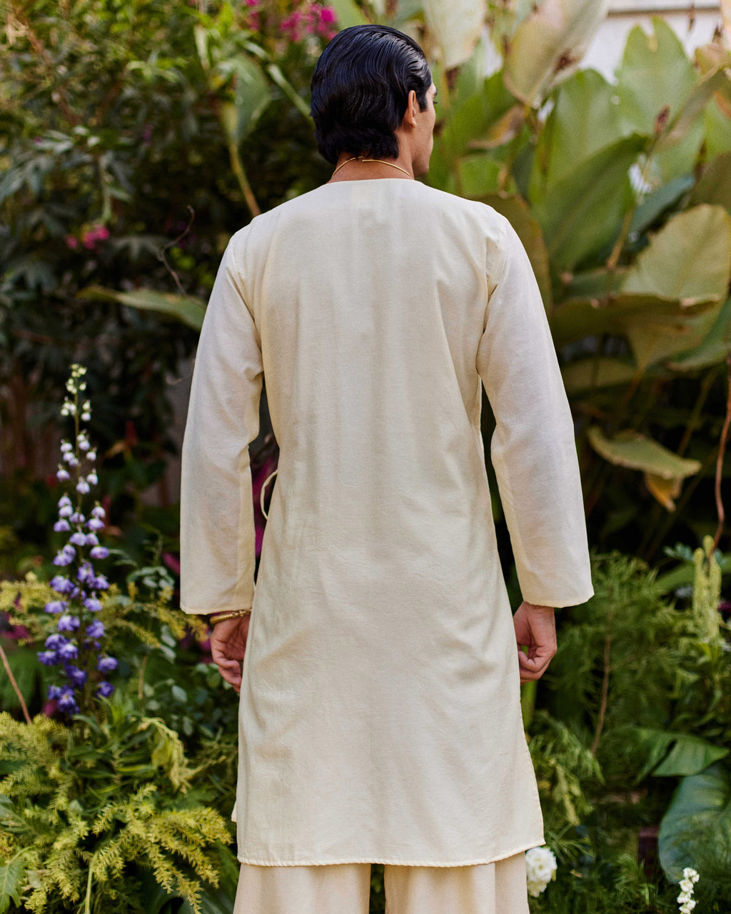 Off White Pure Chanderi Angrakha (Minimal)