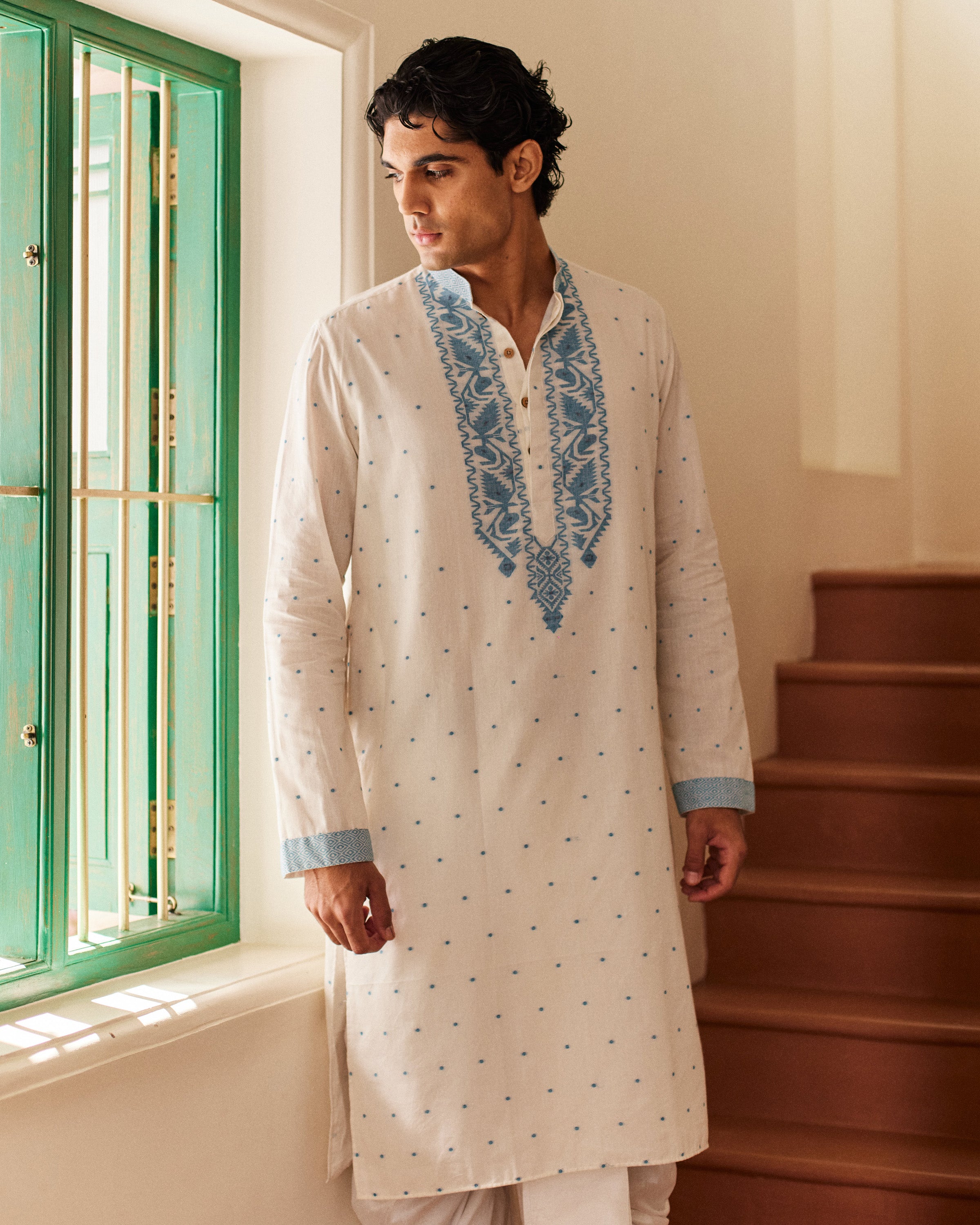 Neel Bel Jamdani  kurta