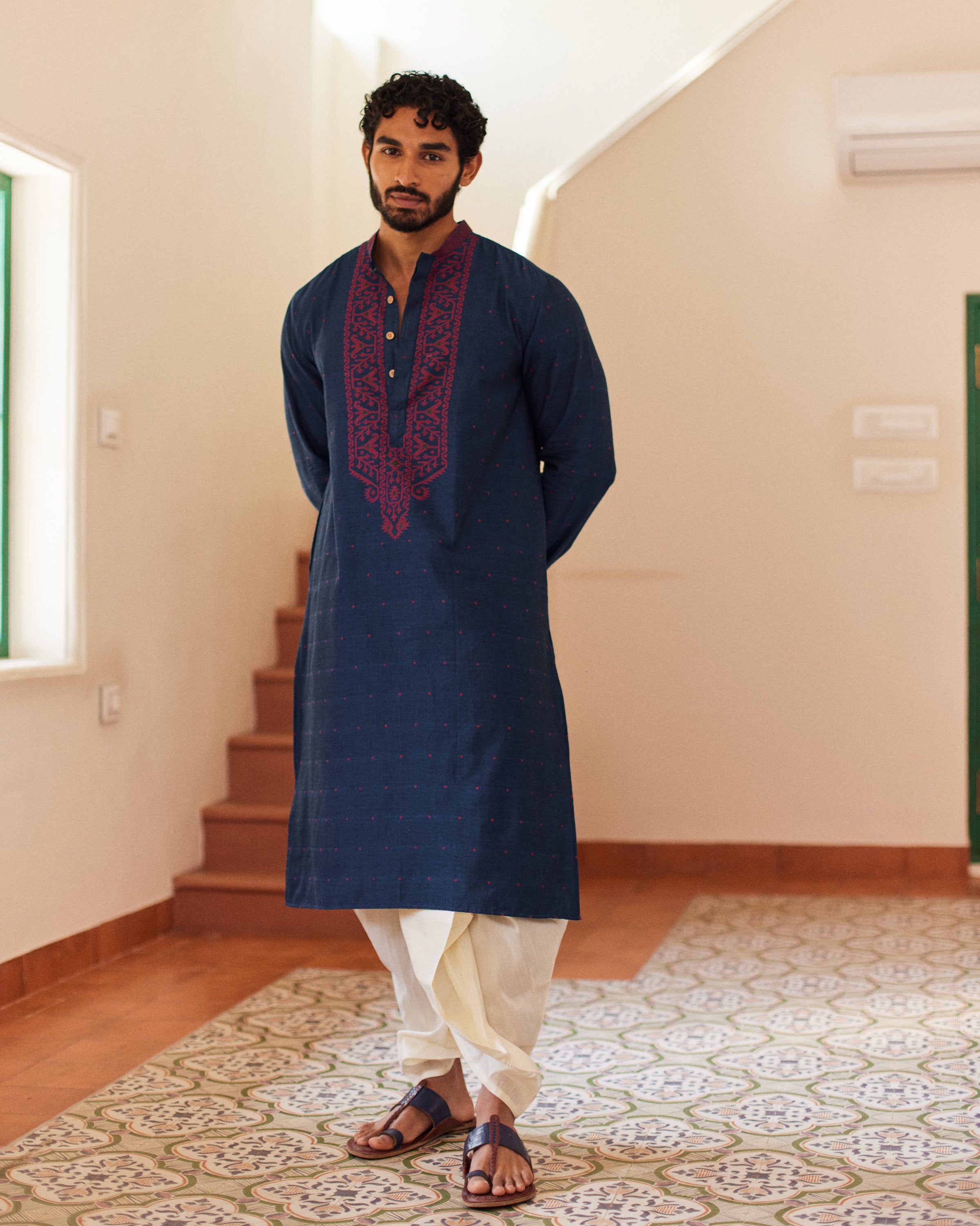 Niladri Red Jamdani  kurta