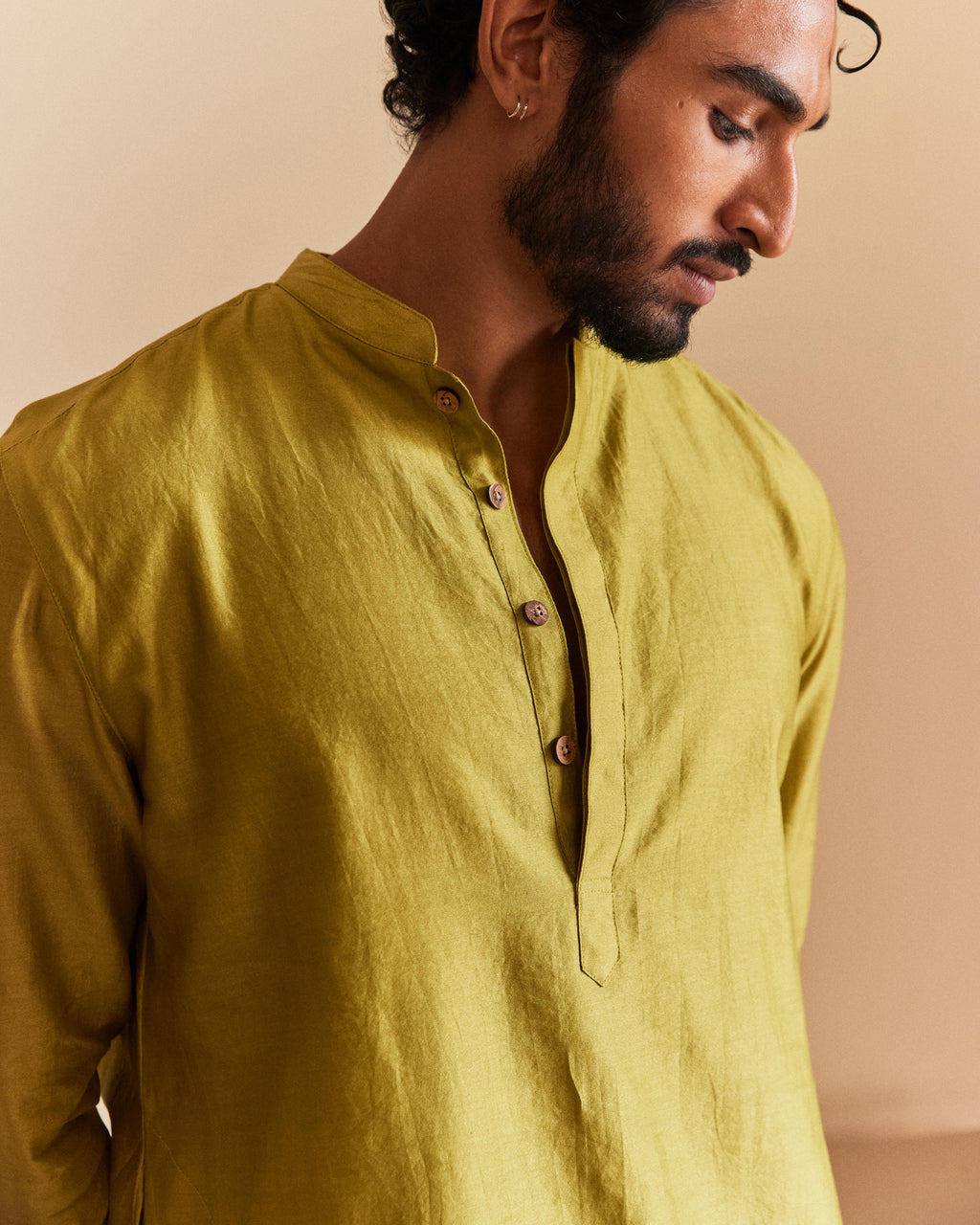 Green Pure Chanderi  Men's Kurta