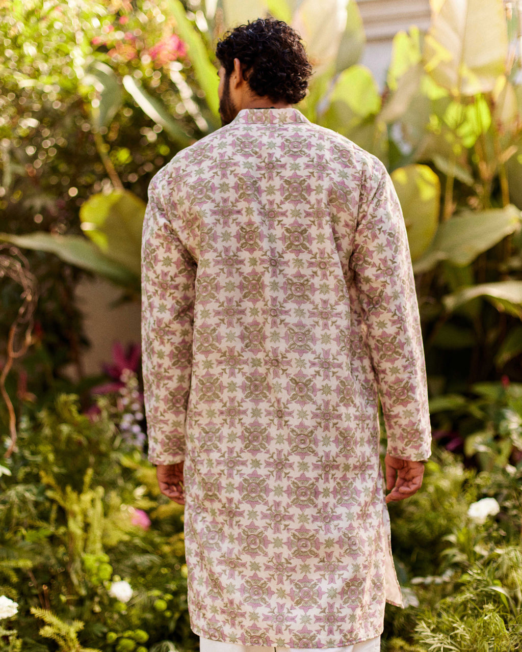 Pink White Varg Jaal kurta