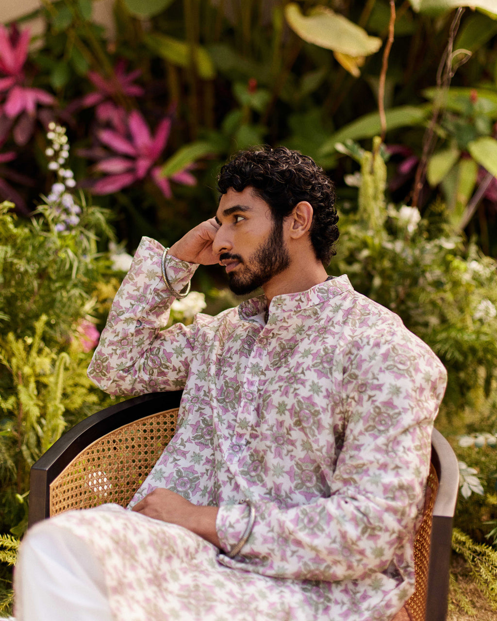 Pink White Varg Jaal kurta