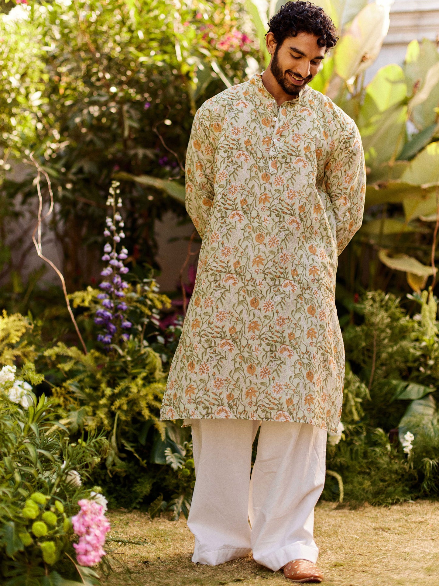 Anaar Jaal Orange kurta