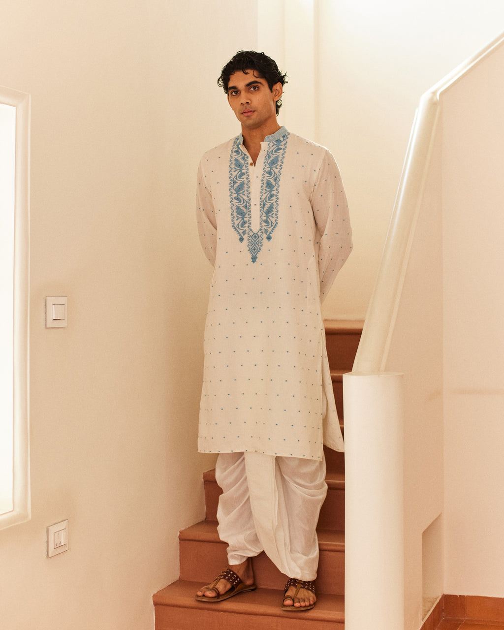 Neel Bel Jamdani  kurta