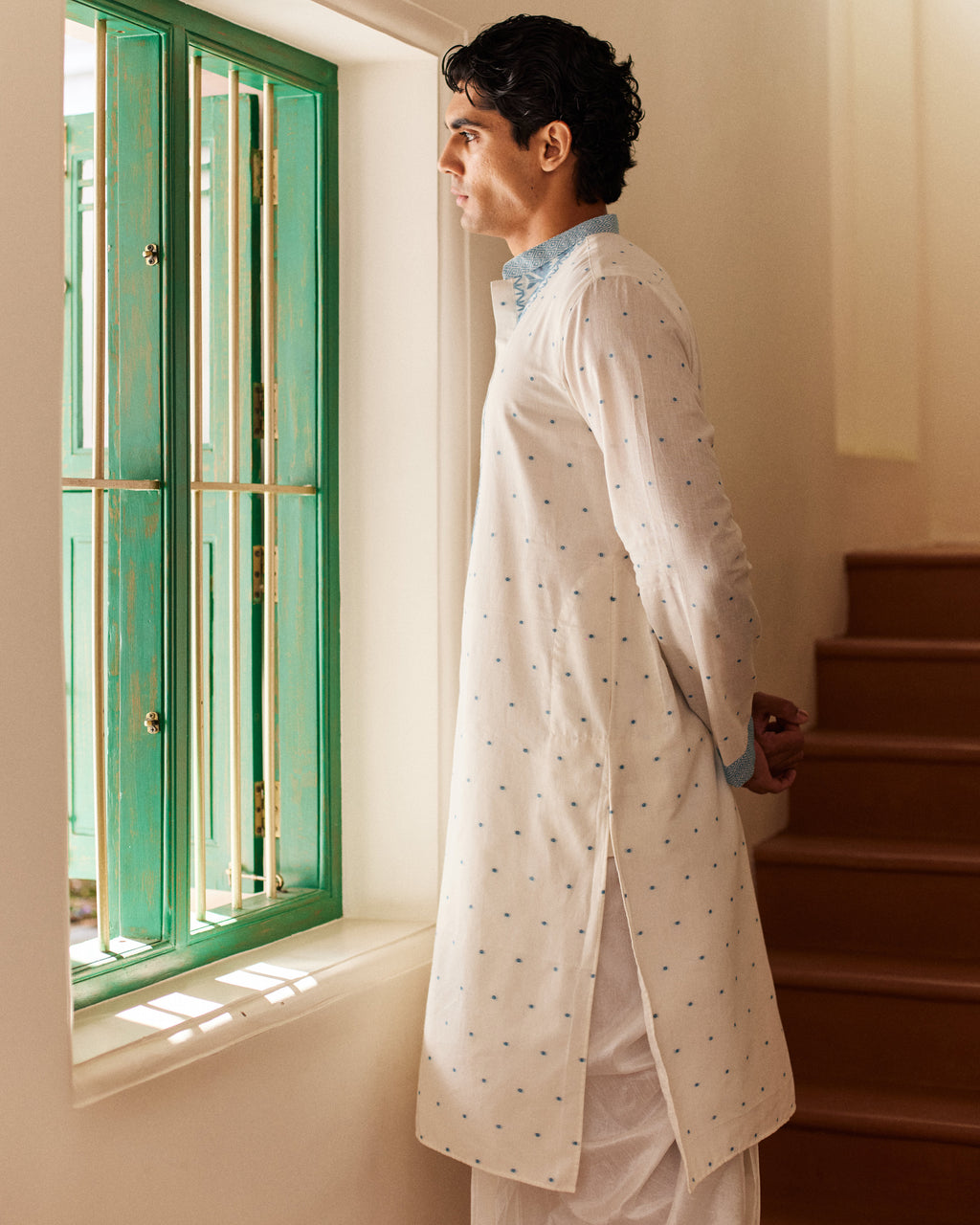 Neel Bel Jamdani  kurta