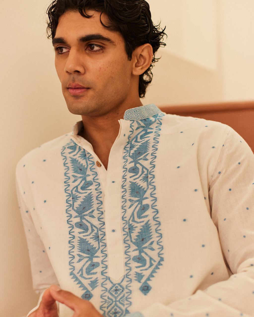 Neel Bel Jamdani  kurta