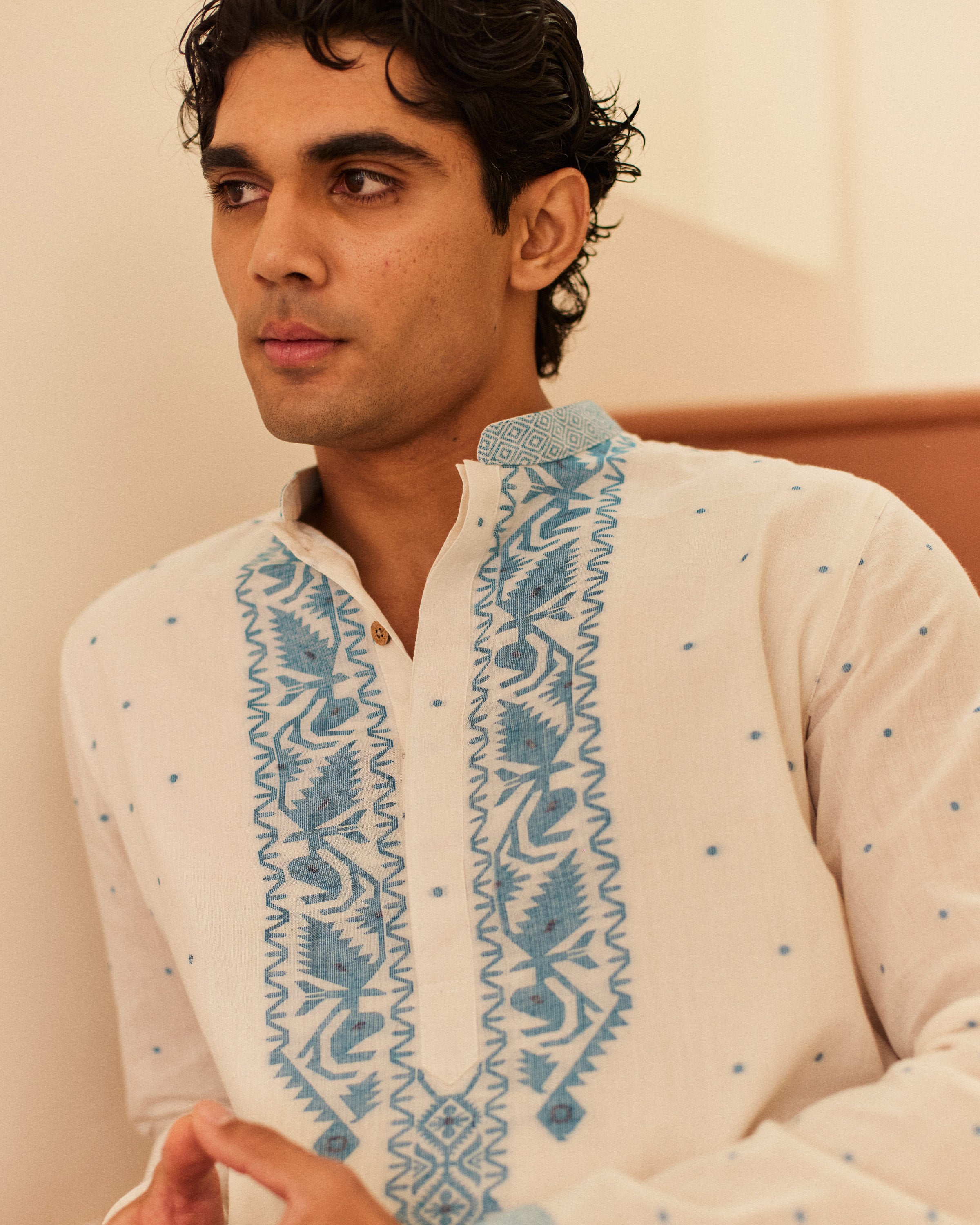 Neel Bel Jamdani  kurta