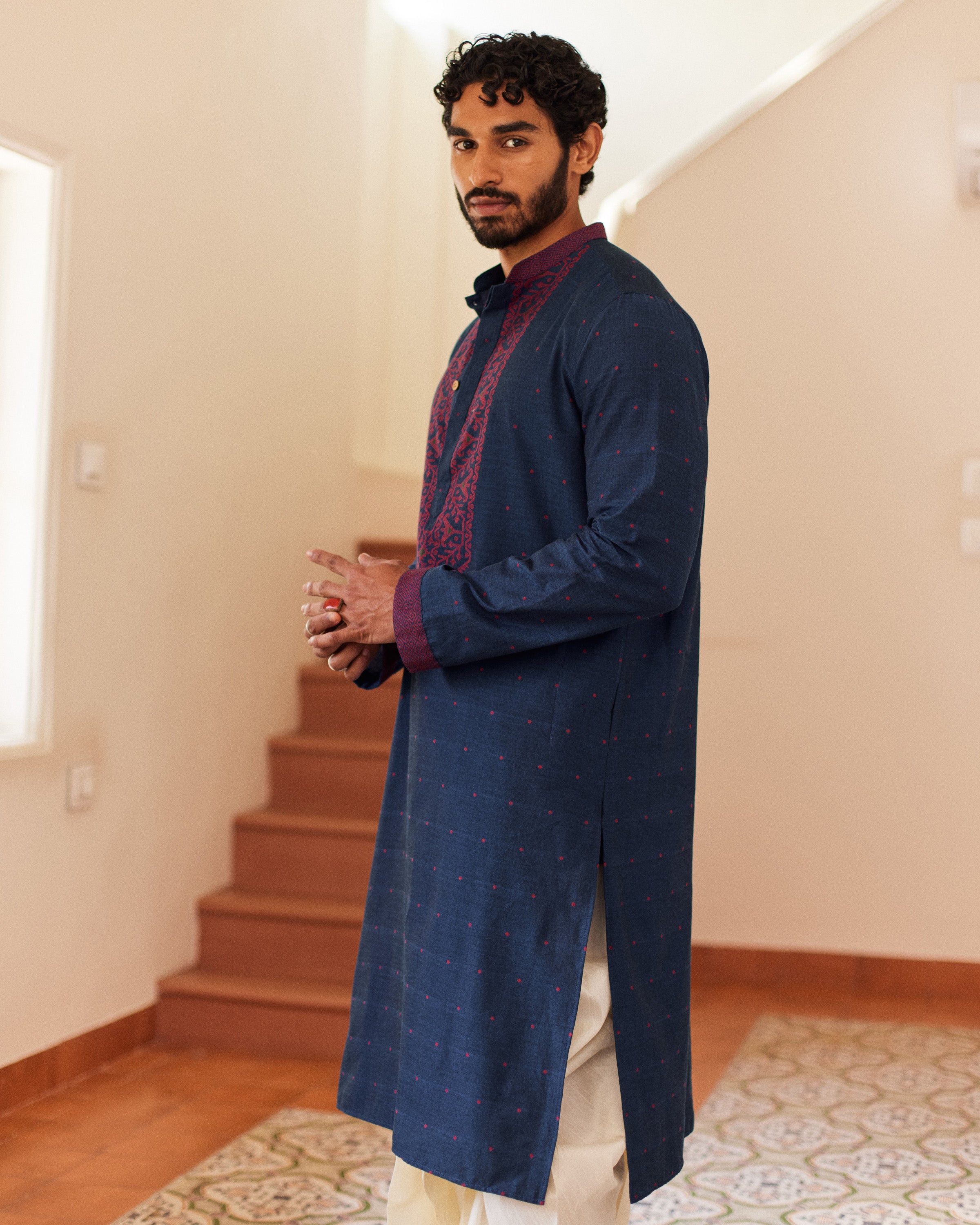 Niladri Red Jamdani  kurta