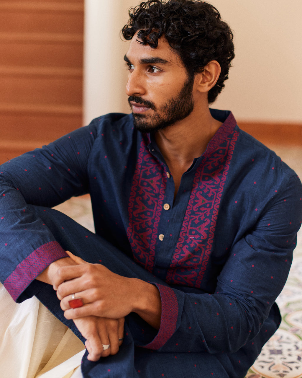 Niladri Red Jamdani  kurta