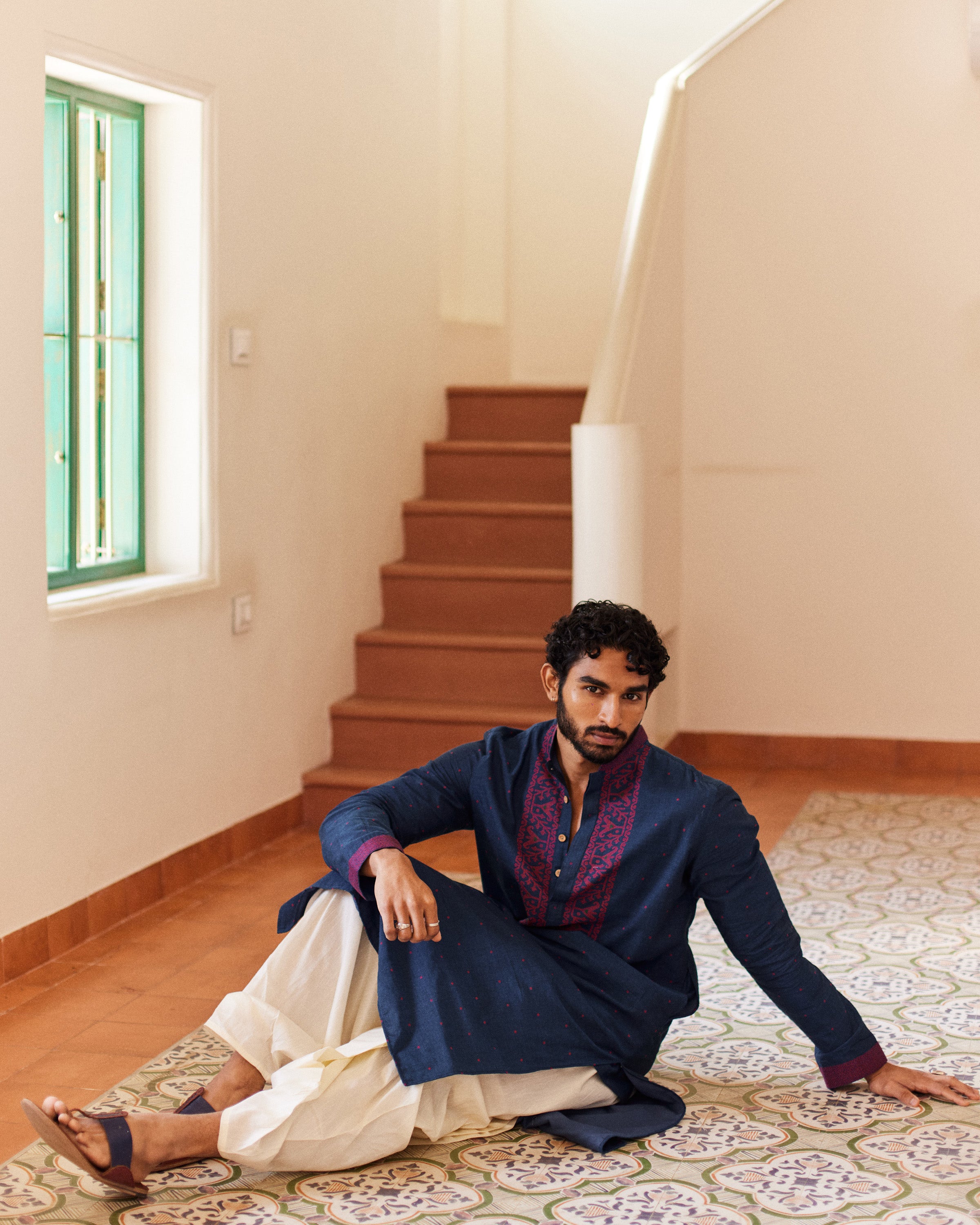 Niladri Red Jamdani  kurta