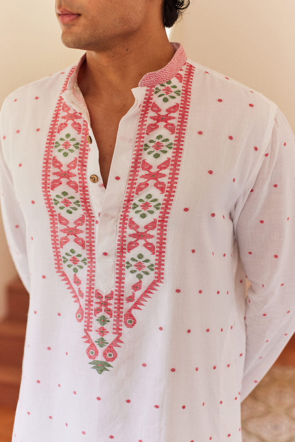 Laal Bel Jamdani  kurta