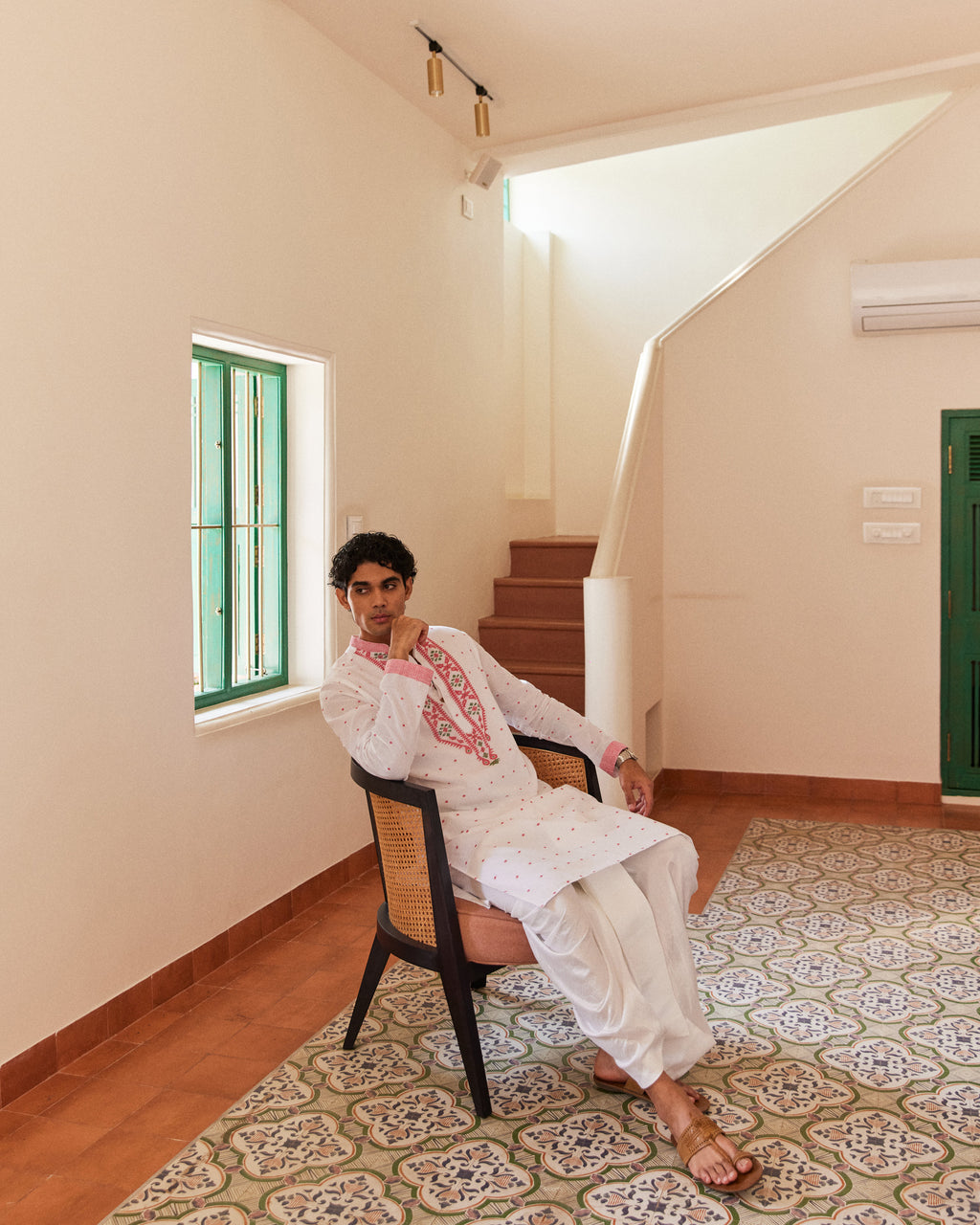 Laal Bel Jamdani  kurta