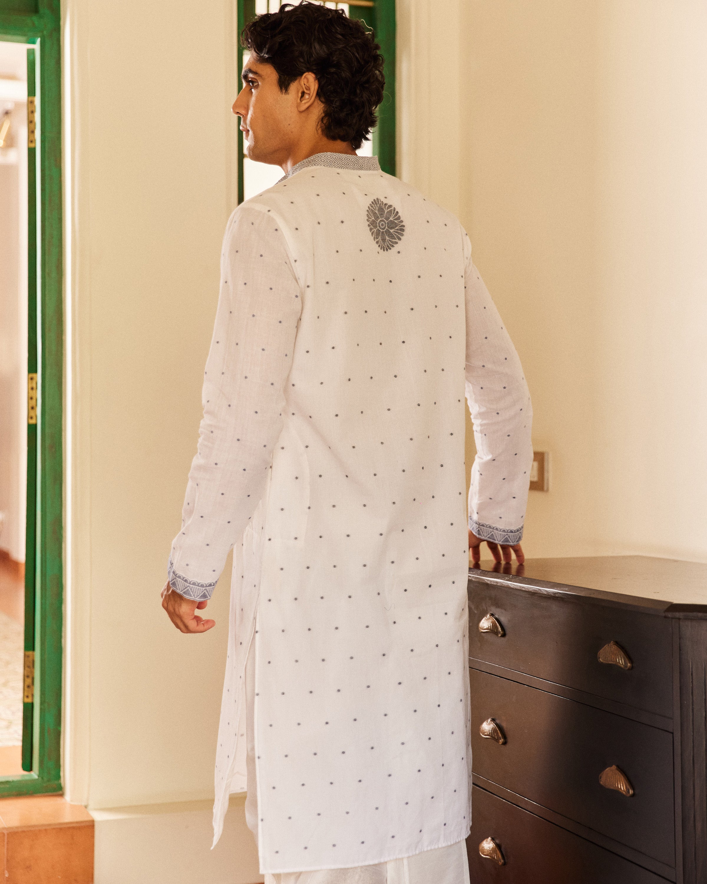 Sada Kalo Jamdani  Kurta