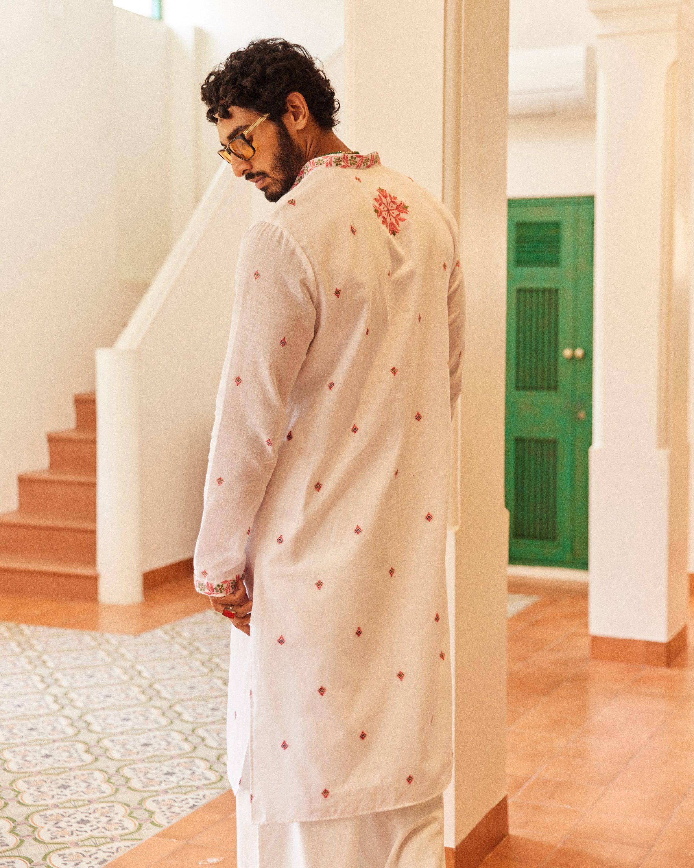 Bindu Laal Jamdani  Kurta