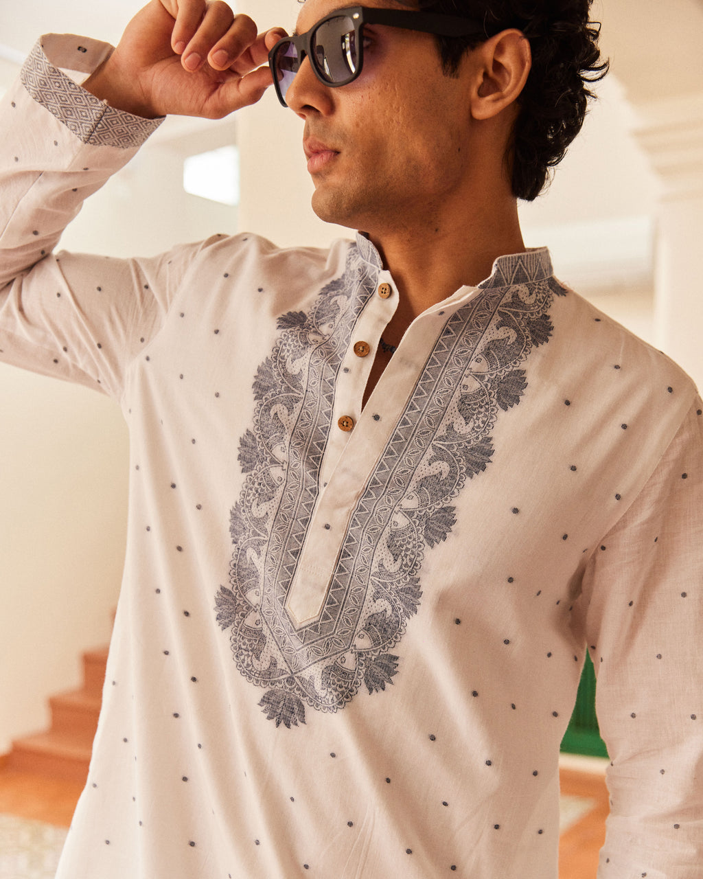 Bindu Neel Jamdani  Kurta