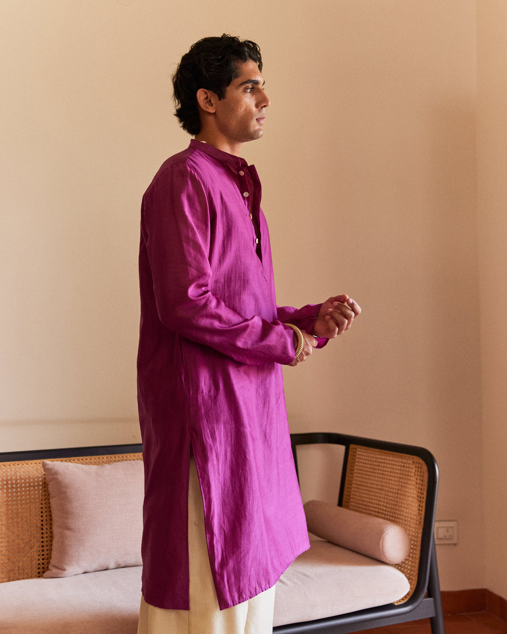 Pink Pure Chanderi Men's Kurta