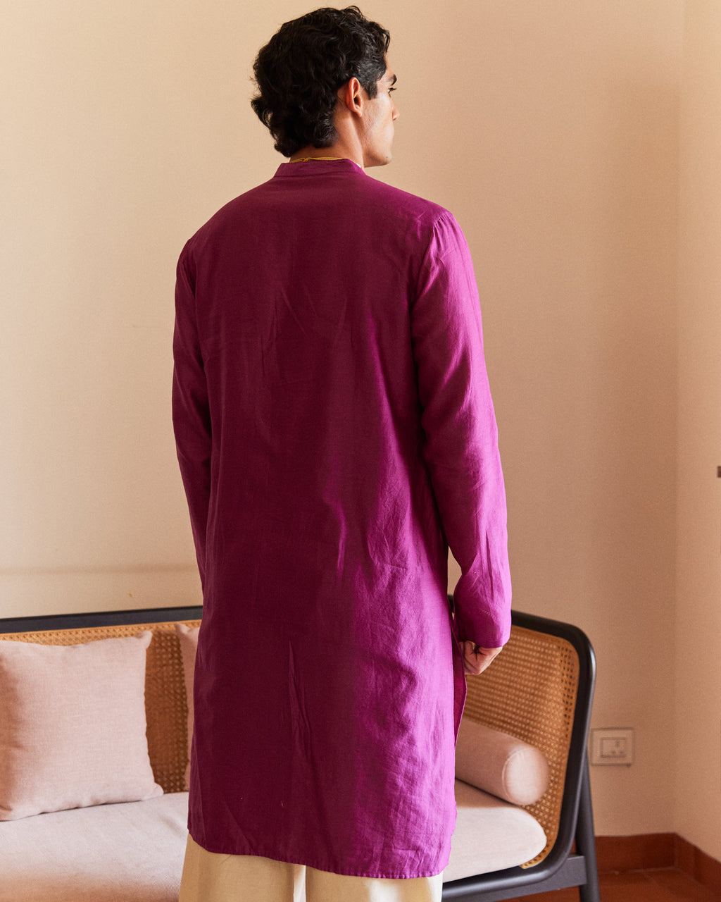 Pink Pure Chanderi Men's Kurta