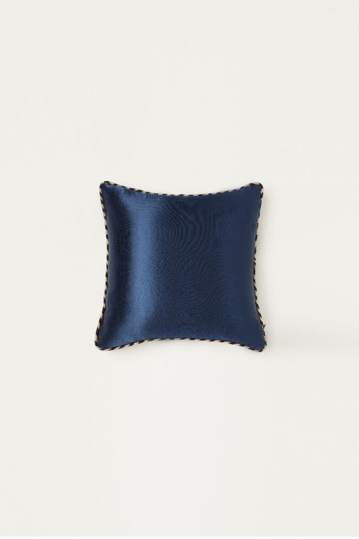 Saada Blue Mashru Ajrakh Square Cushion Cover