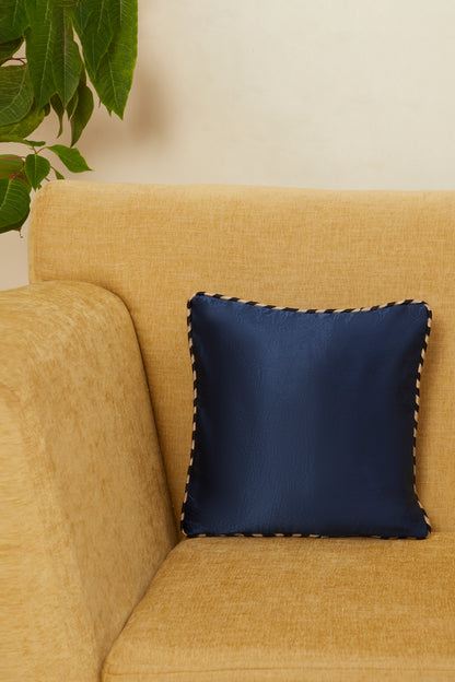 Saada Blue Mashru Ajrakh Square Cushion Cover