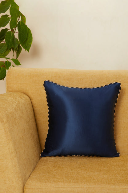 Saada Blue Mashru Ajrakh Square Cushion Cover