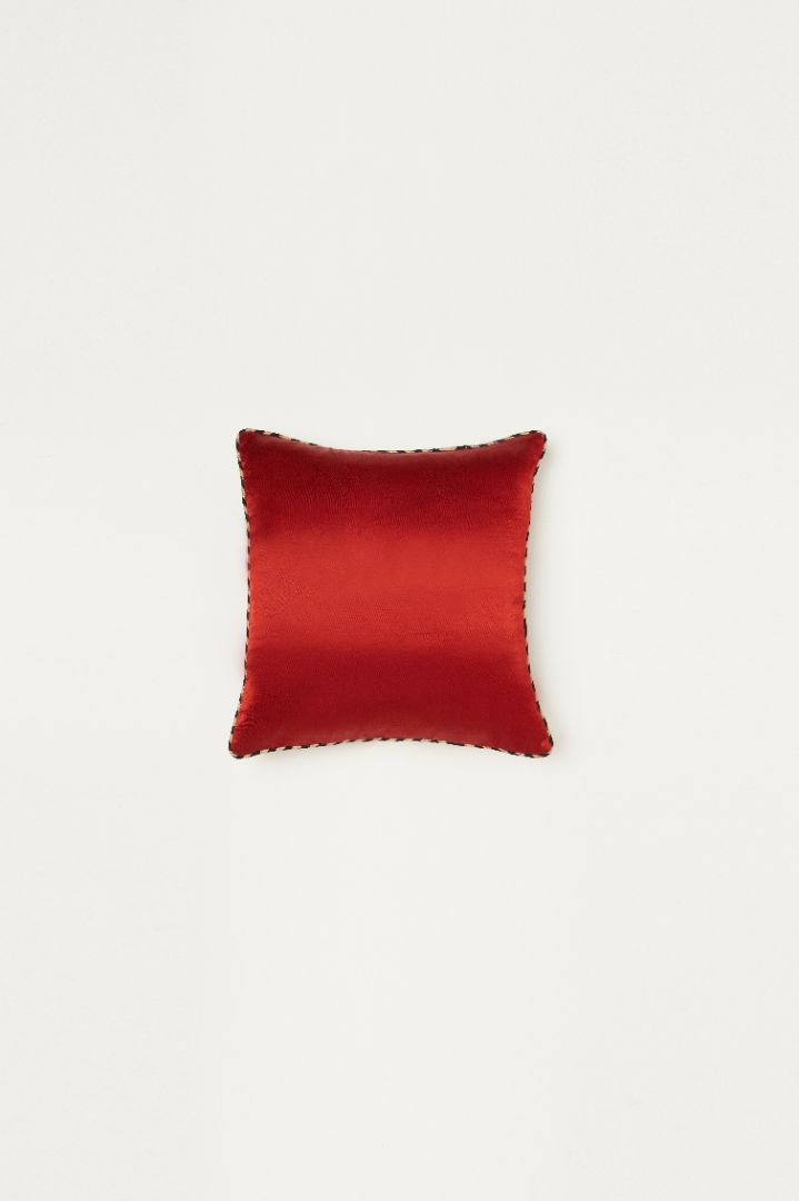 Saada Red Mashru Ajrakh Square Cushion Cover