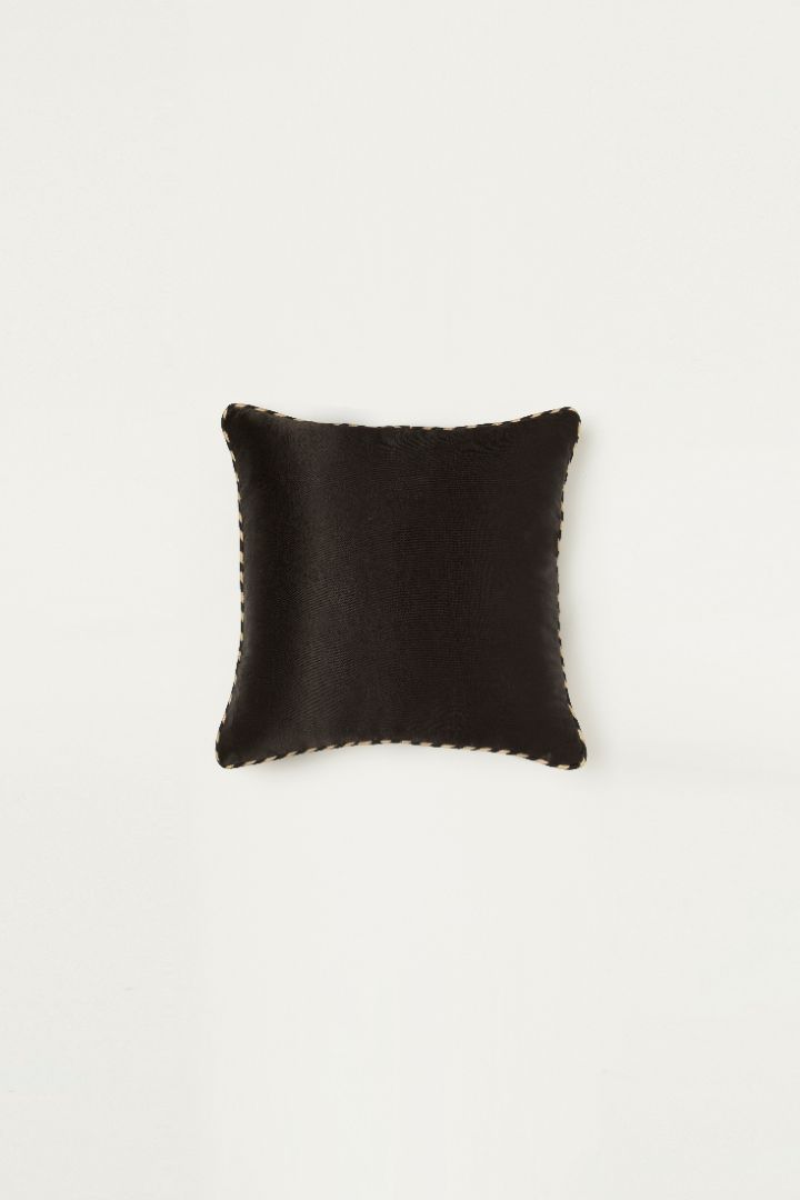 Saada Black Mashru Ajrakh Square Cushion Cover