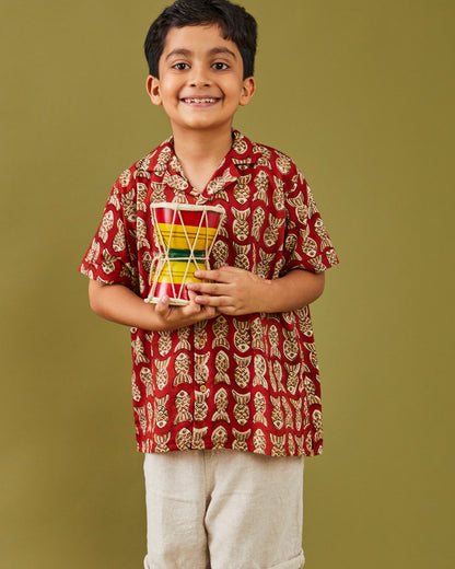 Bagru Machhli- Red Shirt