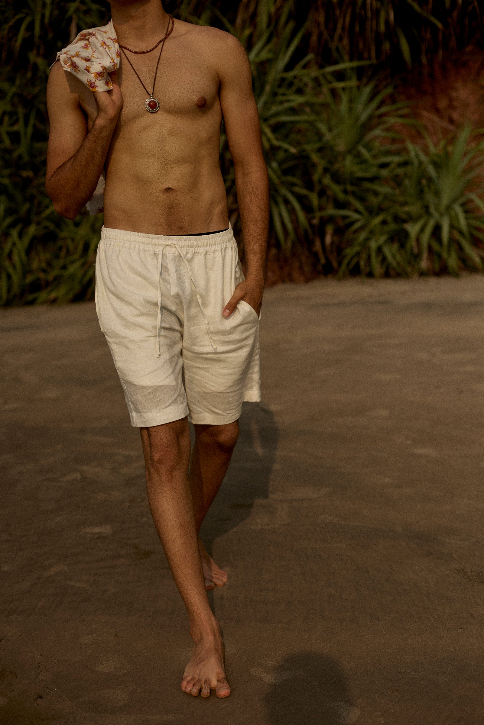 White Linen Shorts